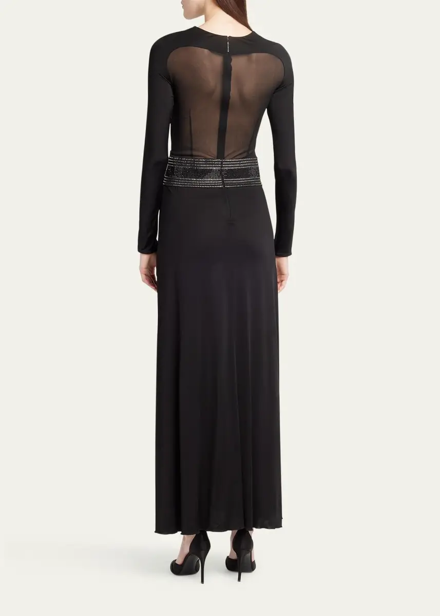 Giorgio Armani Crystal Sheer Midriff Jersey Gown | Thumbnail 3 Giorgio Armani Crystal Sheer Midriff Jersey Gown | Thumbnail 3