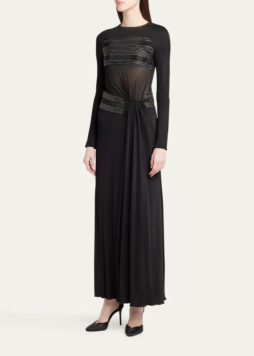 Giorgio Armani Crystal Sheer Midriff Jersey Gown | Thumbnail 4 Giorgio Armani Crystal Sheer Midriff Jersey Gown | Thumbnail 4