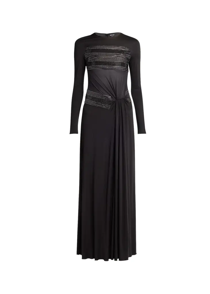 Giorgio Armani Crystal Sheer Midriff Jersey Gown | Image 1 Giorgio Armani Crystal Sheer Midriff Jersey Gown | Image 1
