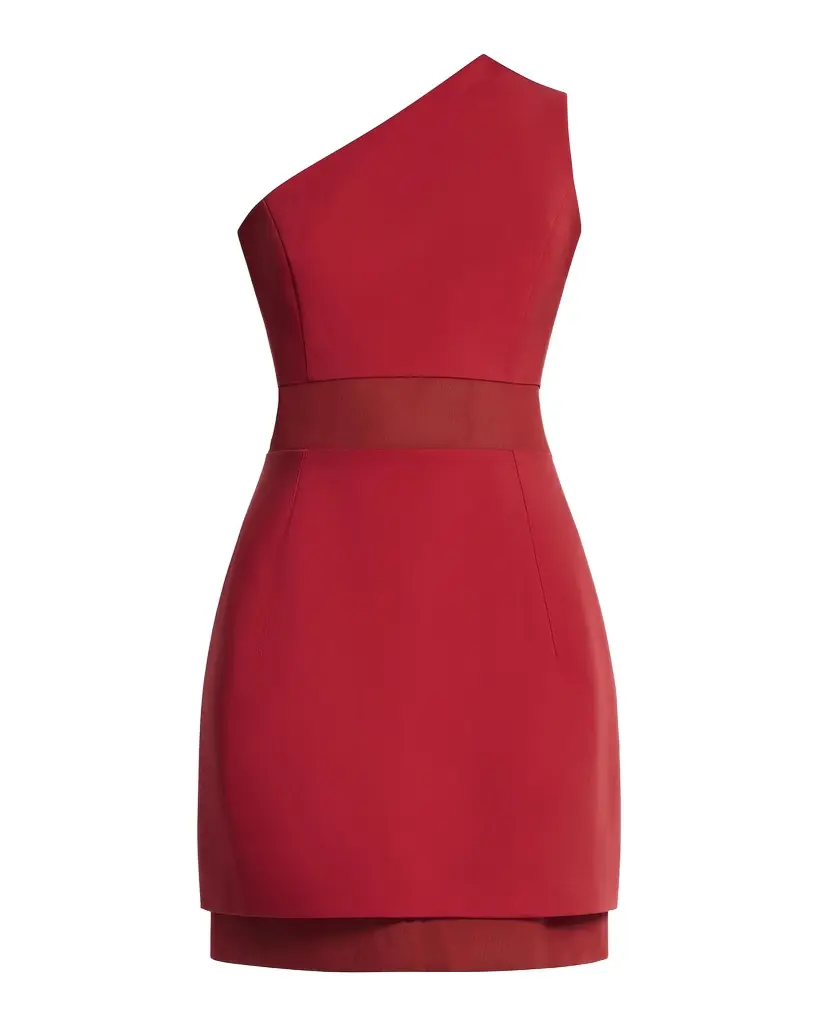 BCBGMAXAZRIA One-Shoulder Mesh-Inset Mini Dress | Image 1 BCBGMAXAZRIA One-Shoulder Mesh-Inset Mini Dress | Image 1