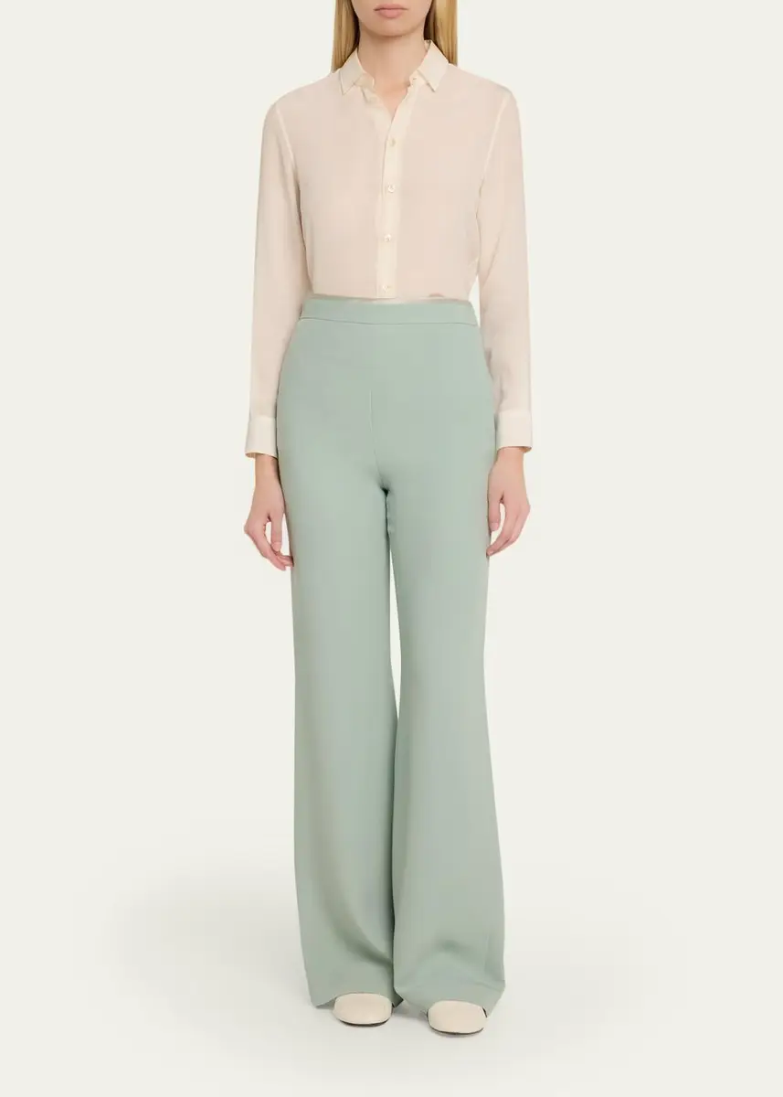 Valentino Garavani Silk Crepe Flare Trousers | Thumbnail 2 Valentino Garavani Silk Crepe Flare Trousers | Thumbnail 2
