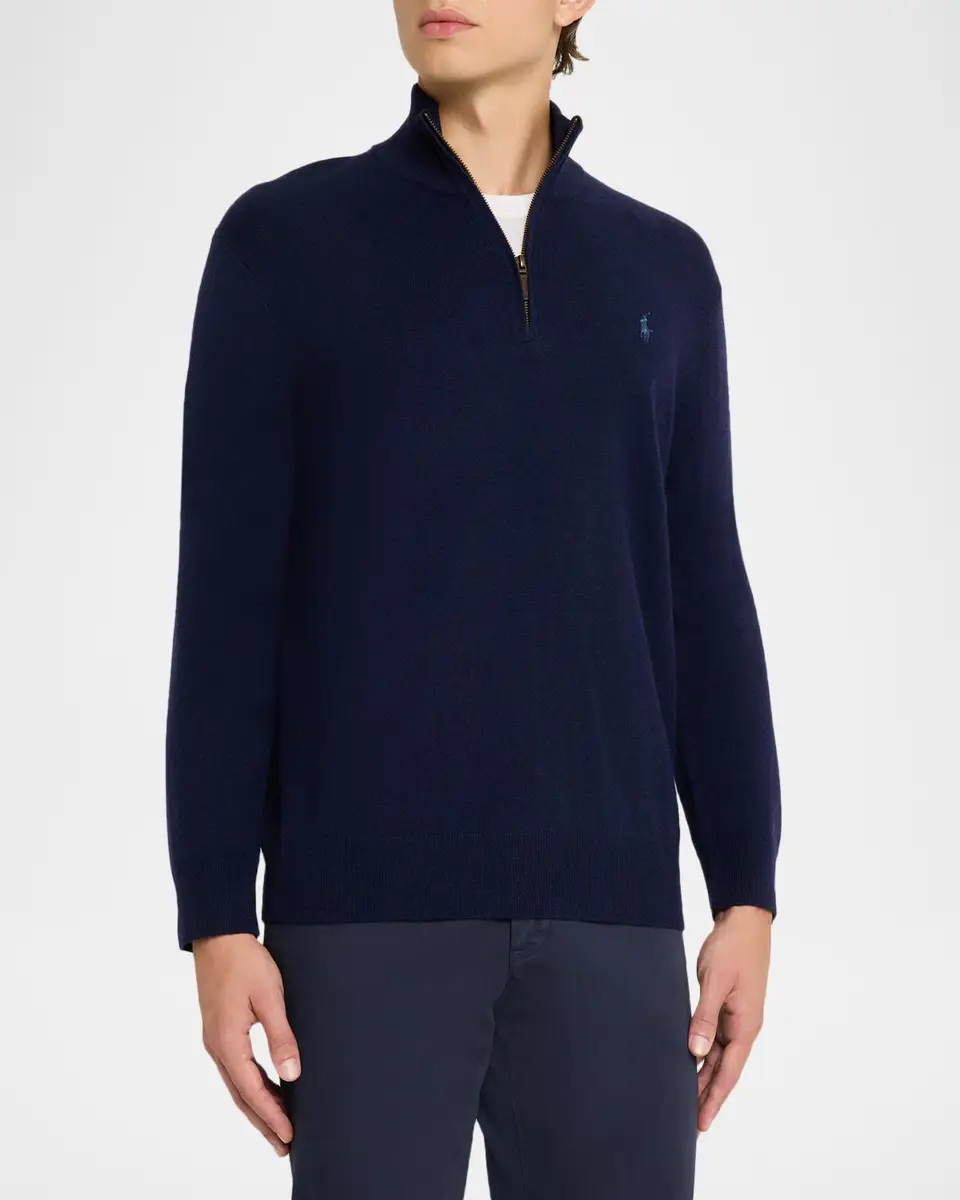 Polo Ralph Lauren Men's Wool Embroidered Pony Quarter-Zip Sweater | Thumbnail 4 Polo Ralph Lauren Men's Wool Embroidered Pony Quarter-Zip Sweater | Thumbnail 4