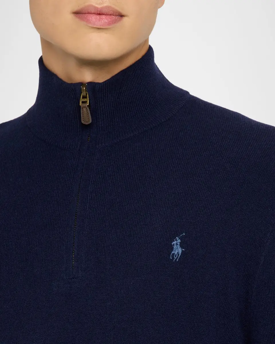 Polo Ralph Lauren Men's Wool Embroidered Pony Quarter-Zip Sweater | Thumbnail 5 Polo Ralph Lauren Men's Wool Embroidered Pony Quarter-Zip Sweater | Thumbnail 5