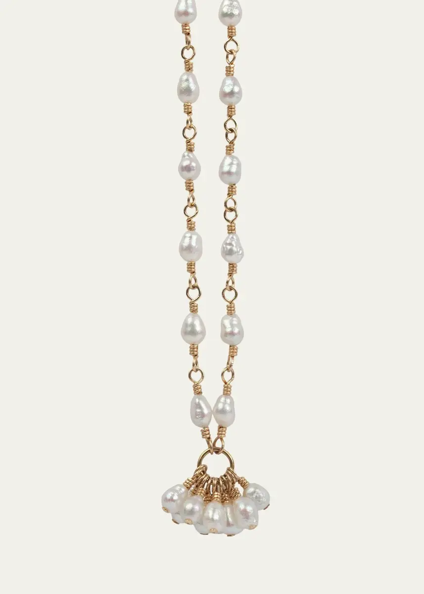 Presley Oldham White Cluster Necklace with Japanese Pearls | Thumbnail 2 Presley Oldham White Cluster Necklace with Japanese Pearls | Thumbnail 2