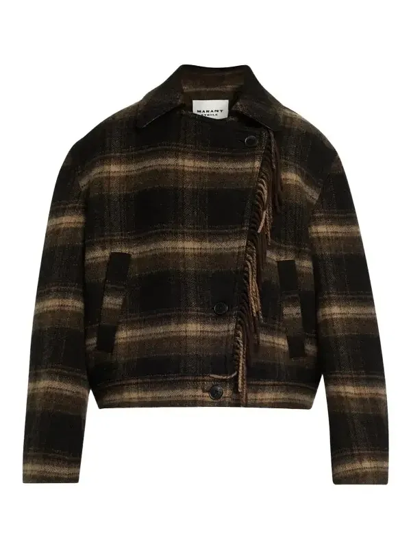 Etoile Isabel Marant Galeane Plaid Wool Crop Jacket