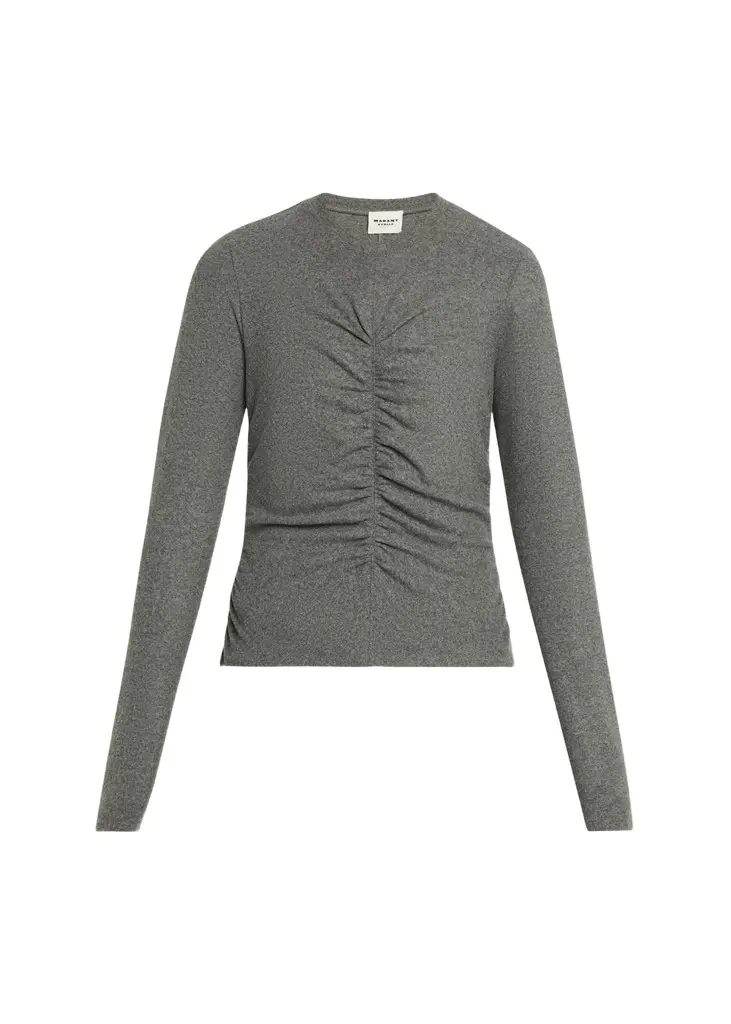 Etoile Isabel Marant Delsea Ruched Long-Sleeve Top