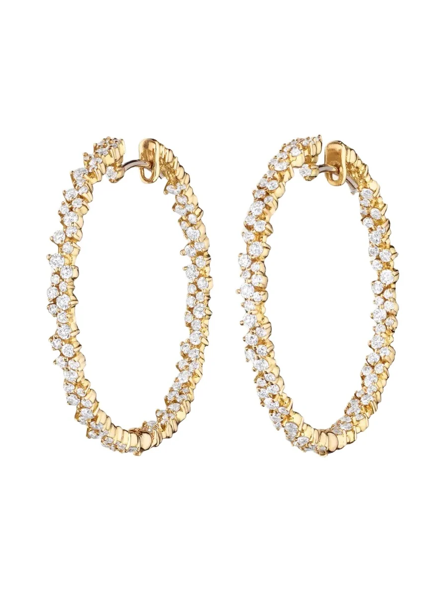 18K Yellow Gold Diamond Confetti Hoop Earrings, Medium 18K Yellow Gold Diamond Confetti Hoop Earrings, Medium