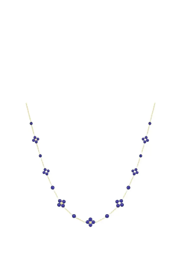 18K Yellow Gold Lapis Lazuli Station Necklace