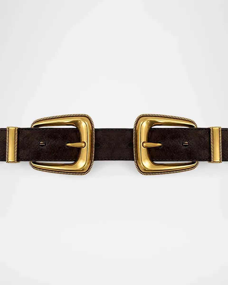 Veronica Beard Arch Double-Buckle Suede Waist Belt | Thumbnail 2 Veronica Beard Arch Double-Buckle Suede Waist Belt | Thumbnail 2