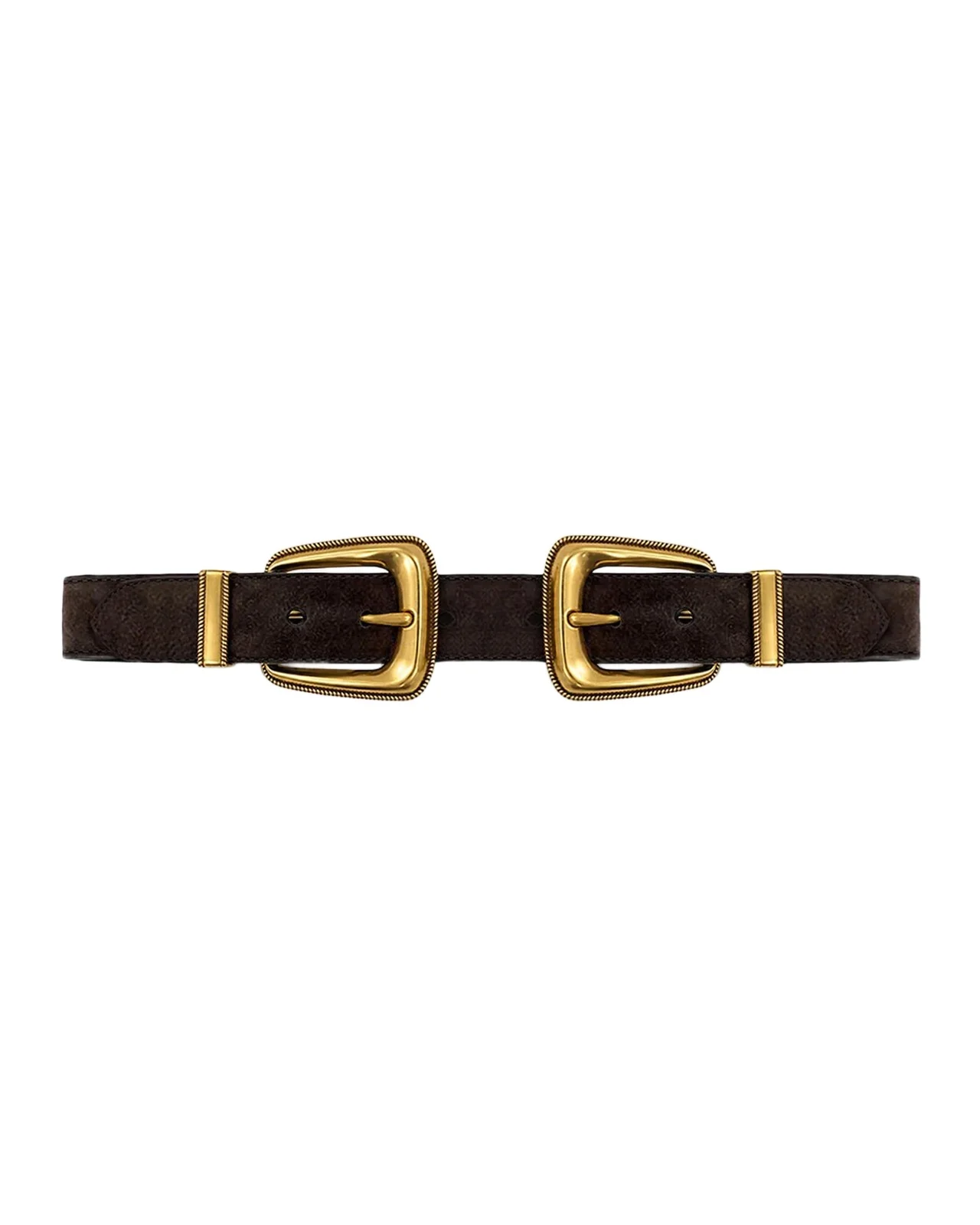 Veronica Beard Arch Double-Buckle Suede Waist Belt