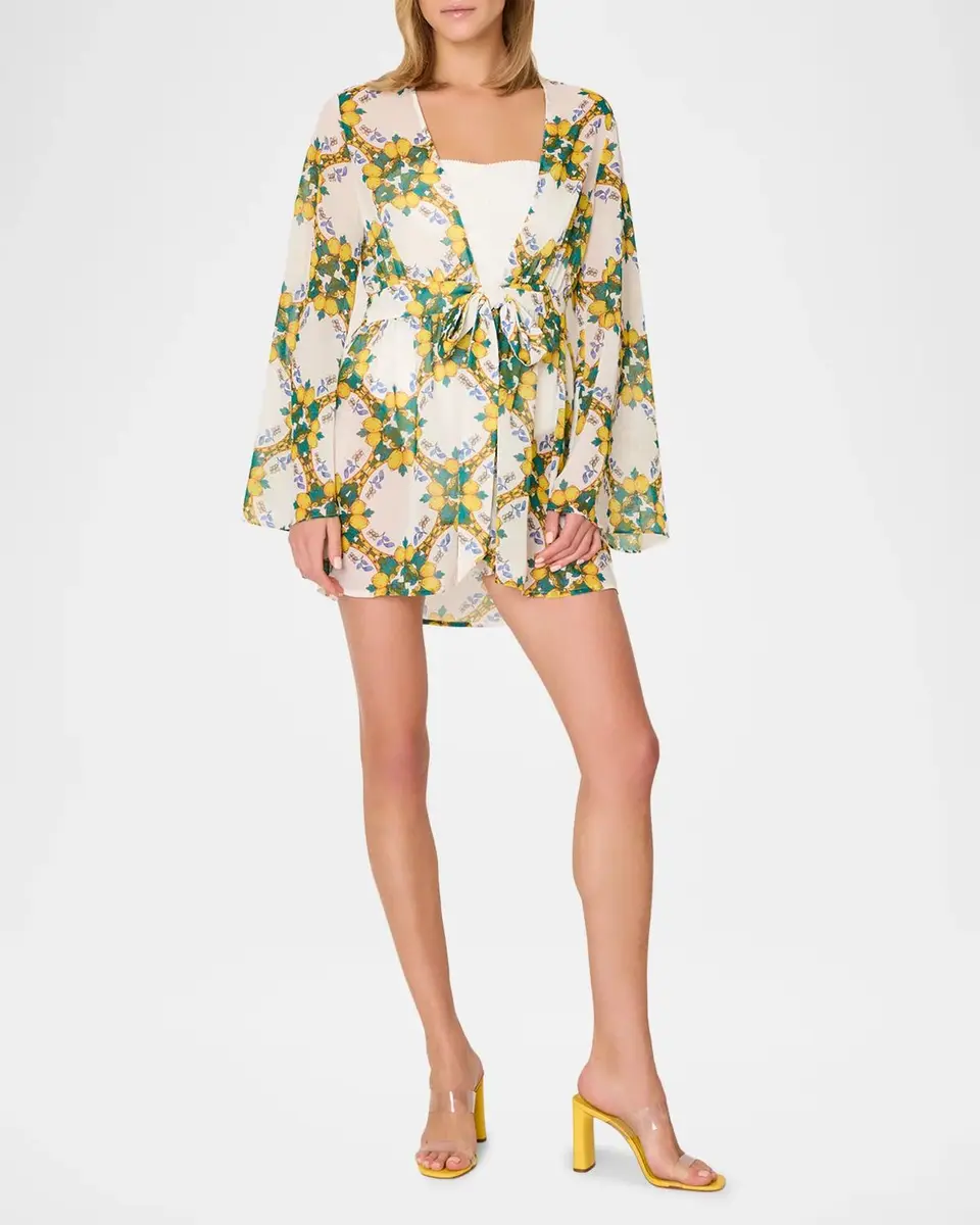 Milly Jessie Lemon Tile Mini Coverup | Thumbnail 2 Milly Jessie Lemon Tile Mini Coverup | Thumbnail 2