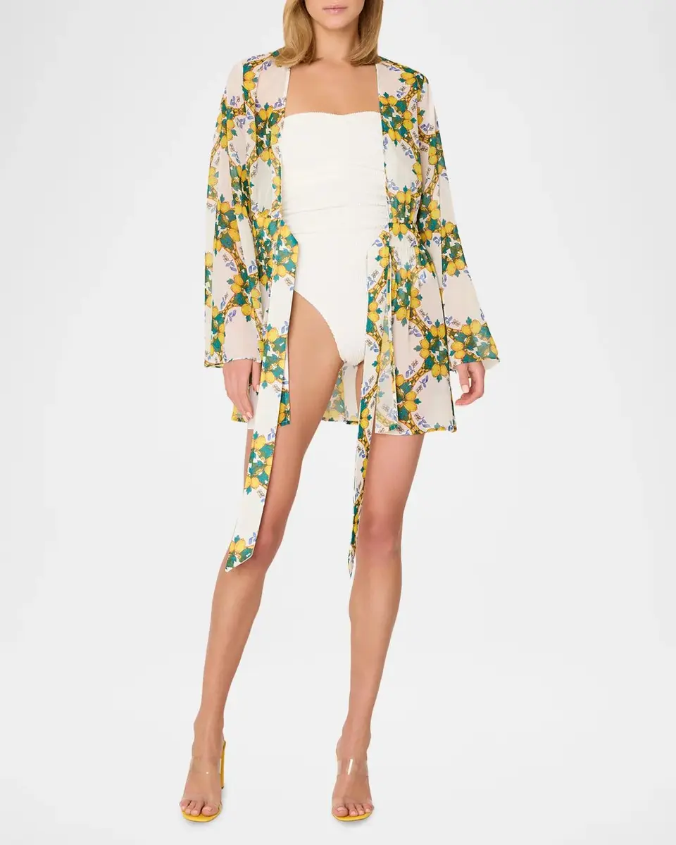 Milly Jessie Lemon Tile Mini Coverup | Thumbnail 4 Milly Jessie Lemon Tile Mini Coverup | Thumbnail 4