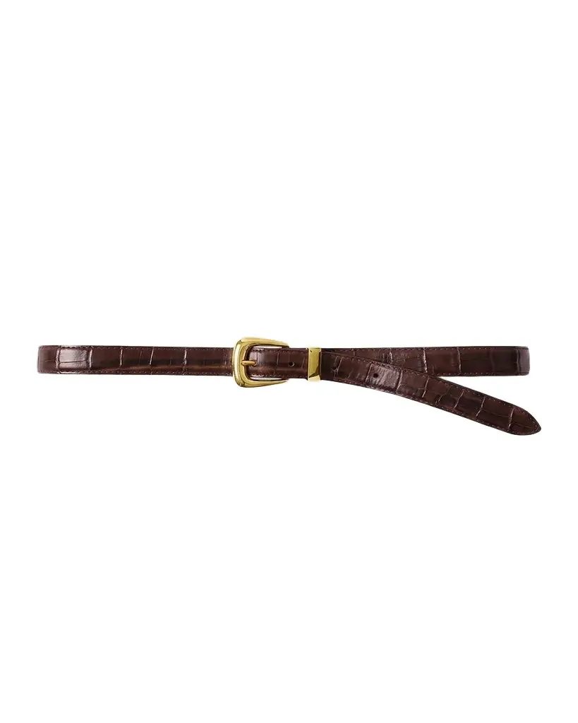 Arch Slim Croc-Embossed Leather Belt