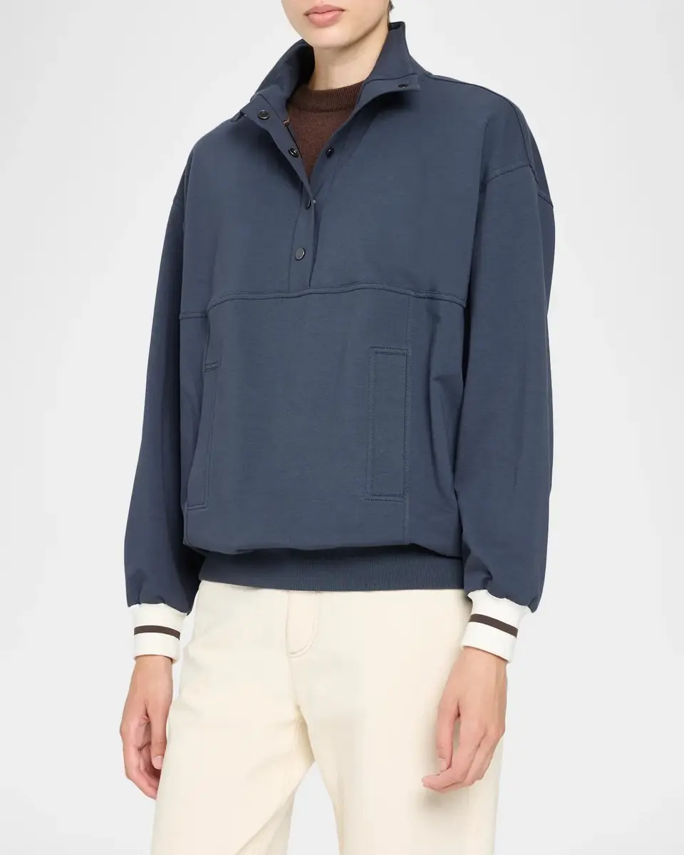 Brunello Cucinelli Cotton Jersey Henley Sweatshirt | Thumbnail 4
