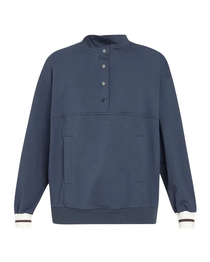 Brunello Cucinelli Cotton Jersey Henley Sweatshirt