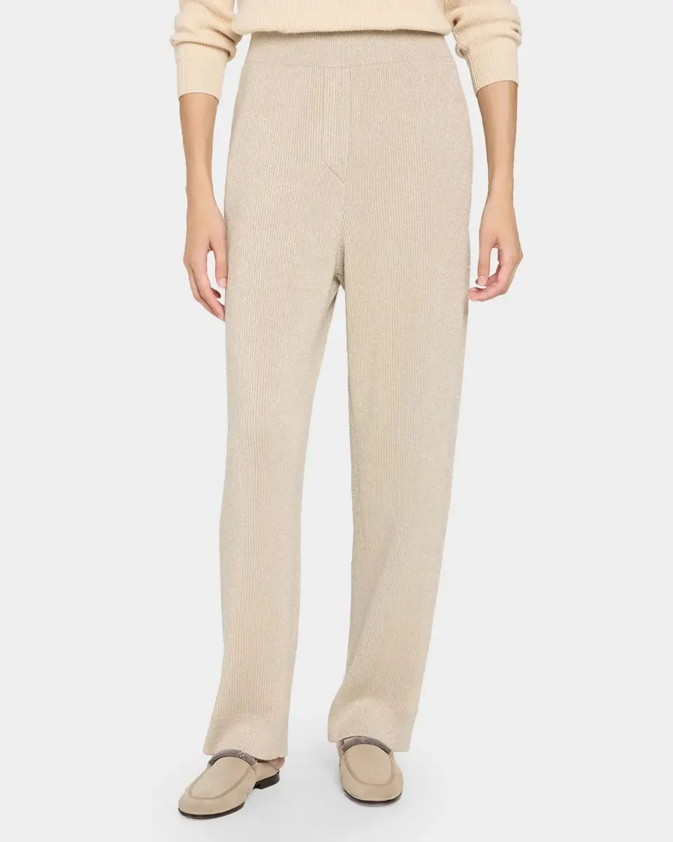 Brunello Cucinelli Sparkling Cashmere Knit Straight-Leg Pants | Thumbnail 4