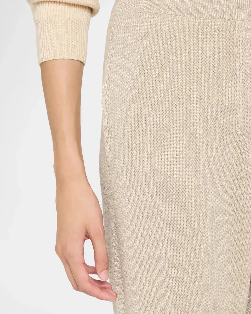 Brunello Cucinelli Sparkling Cashmere Knit Straight-Leg Pants | Thumbnail 5