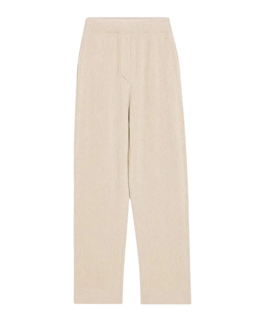 Brunello Cucinelli Sparkling Cashmere Knit Straight-Leg Pants