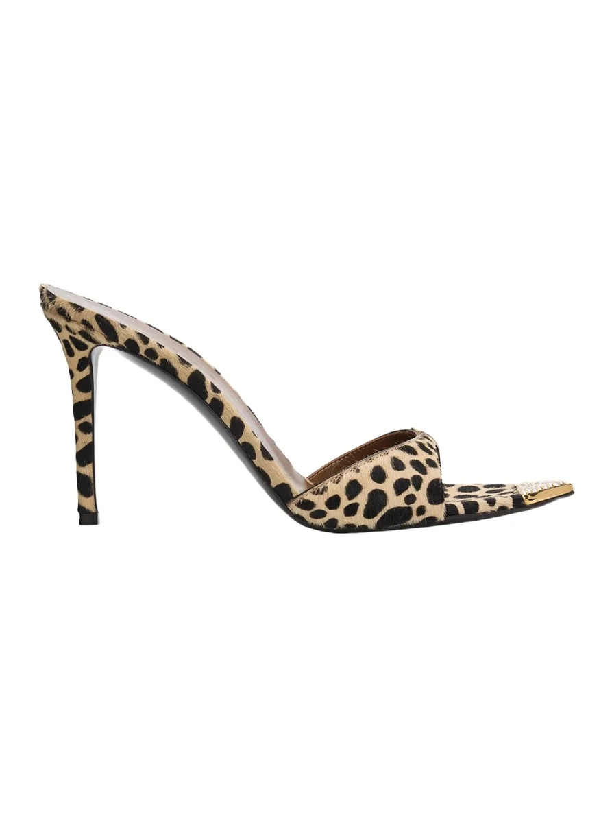 90mm Leopard Calf Hair Mules 90mm Leopard Calf Hair Mules