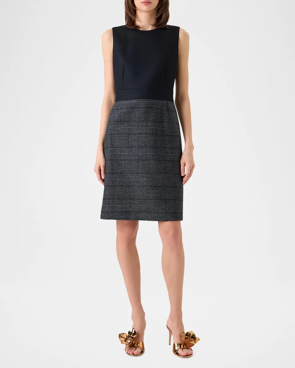 Akris Prince Of Whales Wool Double-Face Sleeveless Dress | Thumbnail 2 Akris Prince Of Whales Wool Double-Face Sleeveless Dress | Thumbnail 2