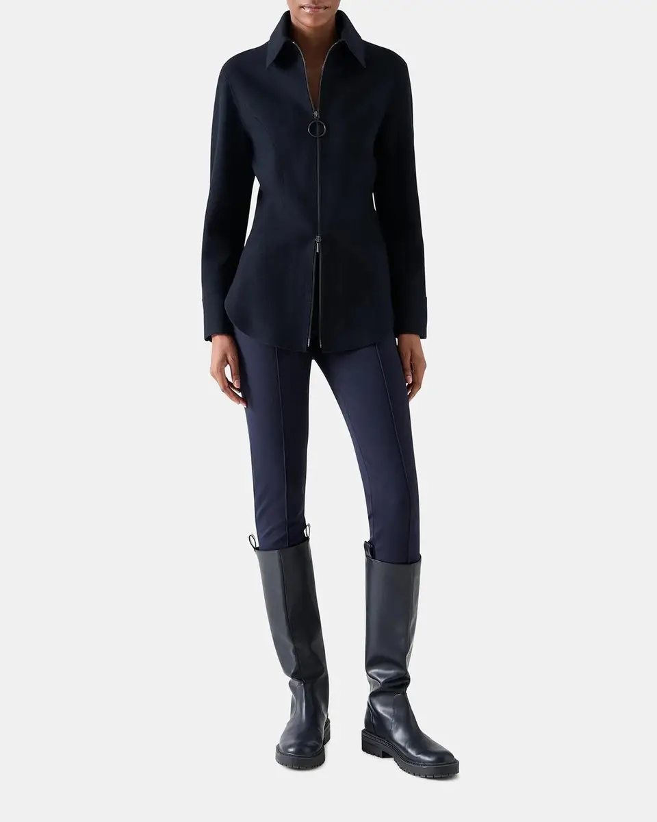 Akris punto Wool-Cashmere Zip-Front Blouse | Thumbnail 2