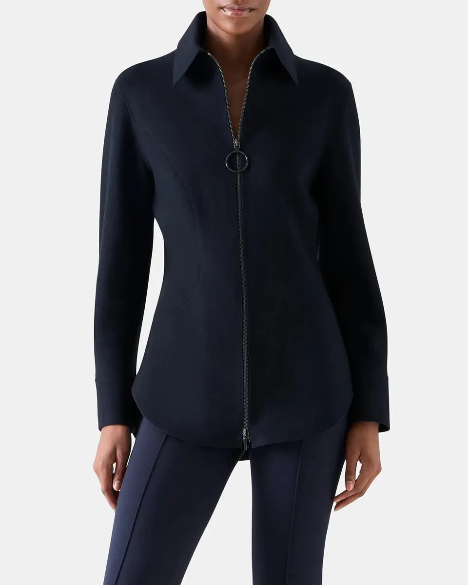 Akris punto Wool-Cashmere Zip-Front Blouse | Thumbnail 4
