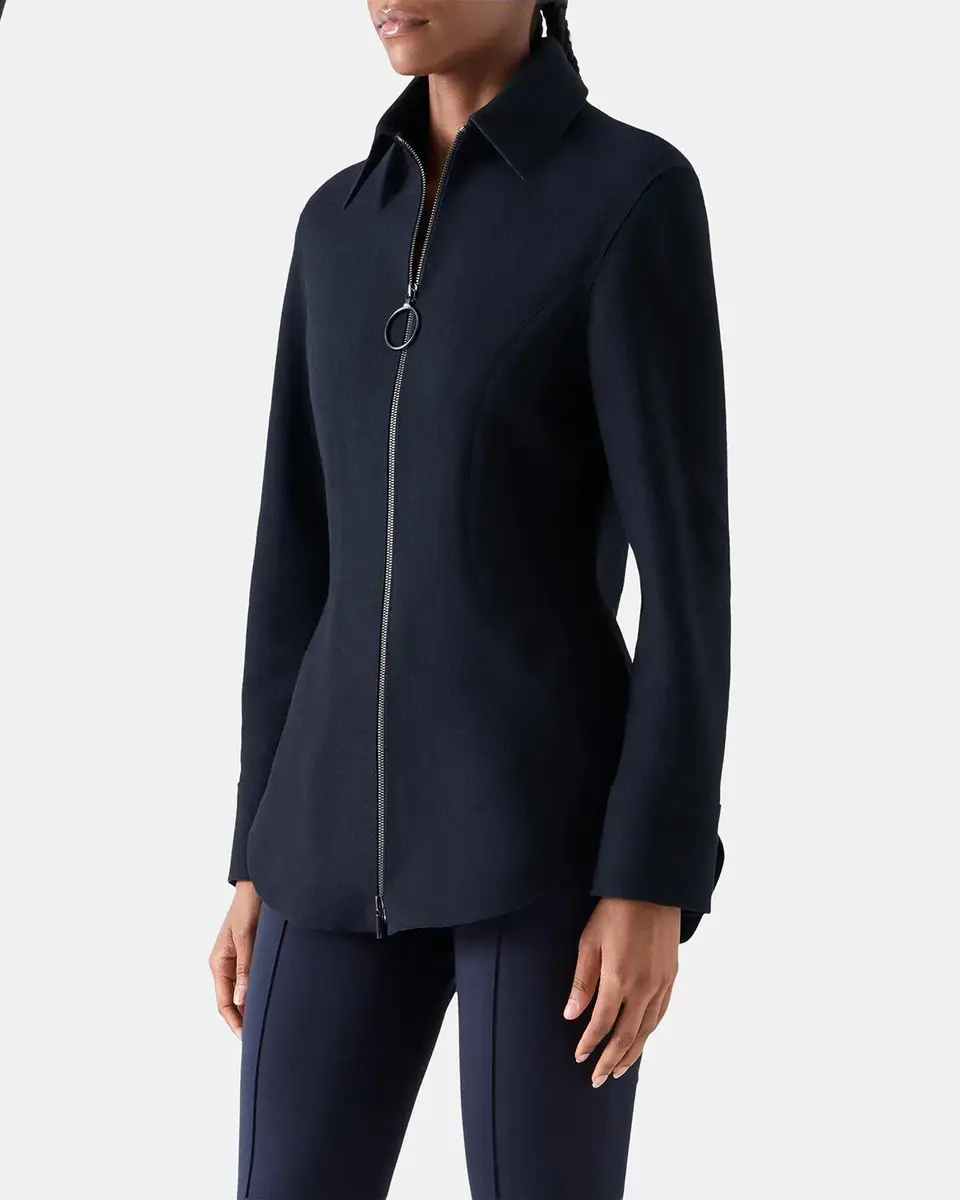 Akris punto Wool-Cashmere Zip-Front Blouse | Thumbnail 6