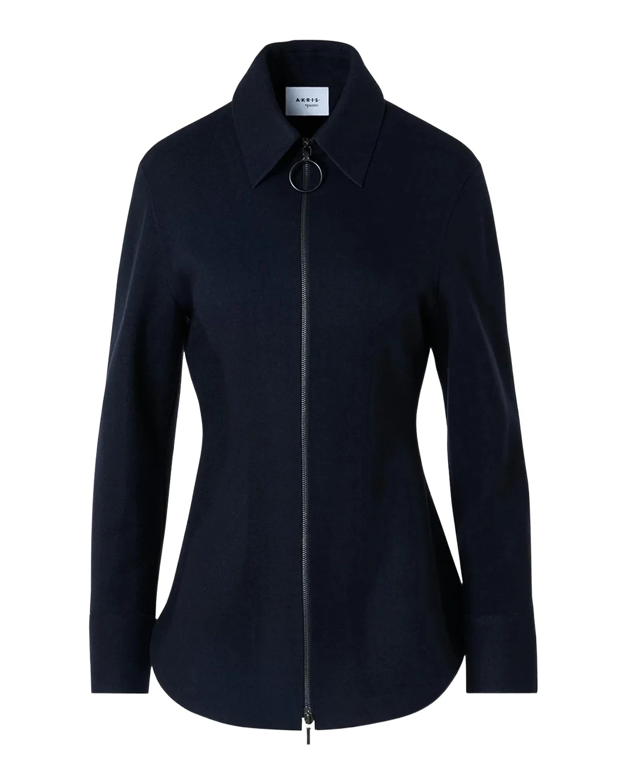 Akris punto Wool-Cashmere Zip-Front Blouse