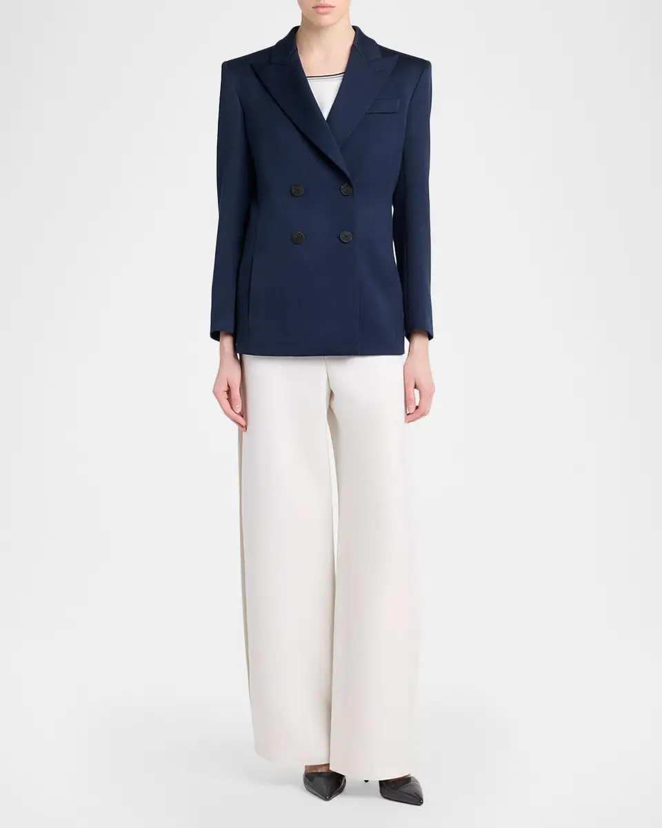 Giorgio Armani Wool-Silk Double-Breasted Blazer Jacket | Thumbnail 2