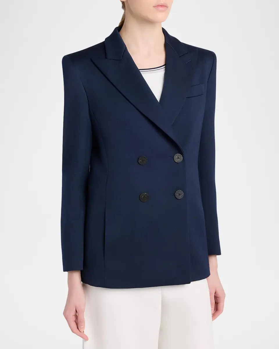 Giorgio Armani Wool-Silk Double-Breasted Blazer Jacket | Thumbnail 4