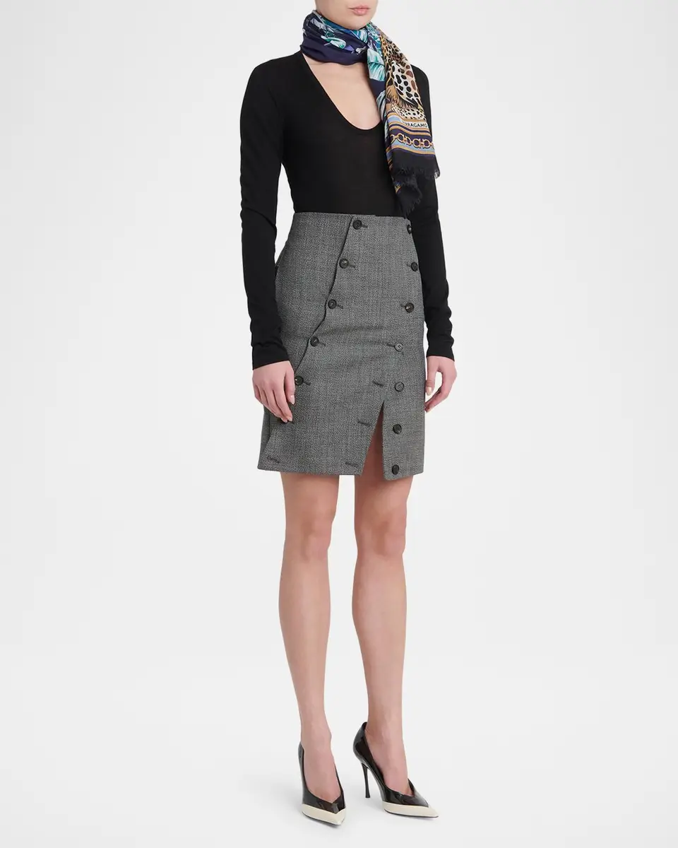 Ferragamo Poised Leopards Long Wool Scarf | Thumbnail 2