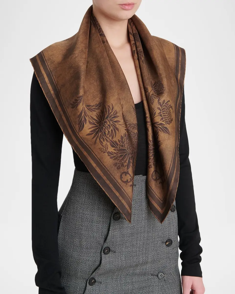 Ferragamo Floral Silk Scarf | Thumbnail 3 Ferragamo Floral Silk Scarf | Thumbnail 3