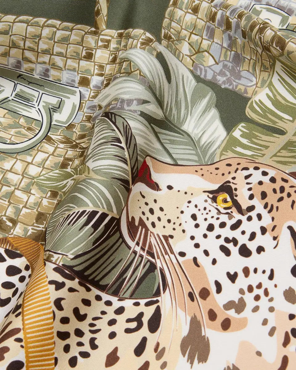 Ferragamo Poised Leopards Print Silk Scarf | Thumbnail 4