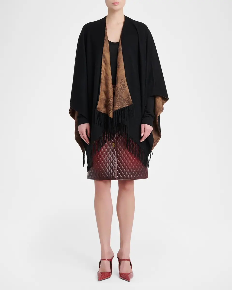 Ferragamo Floral Reversible Cashmere and Silk Cape | Thumbnail 2 Ferragamo Floral Reversible Cashmere and Silk Cape | Thumbnail 2