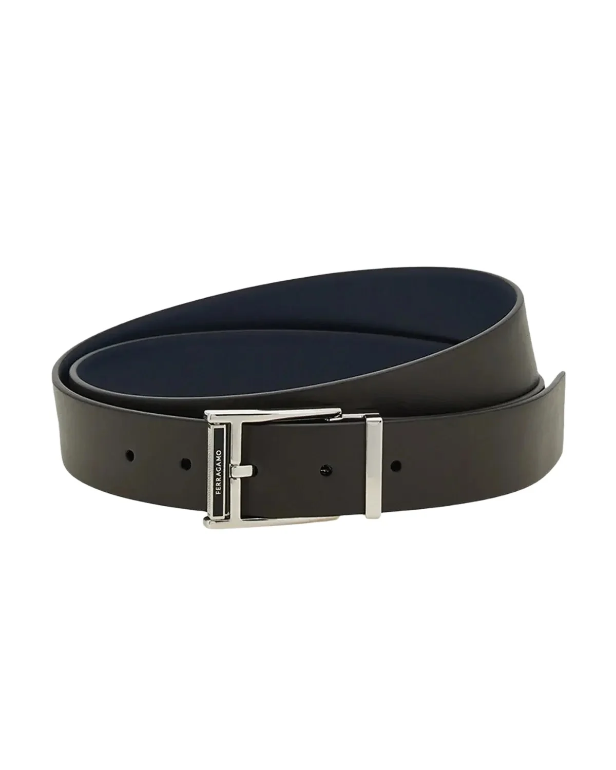 Ferragamo Men's Smooth Leather Roller-Buckle Belt