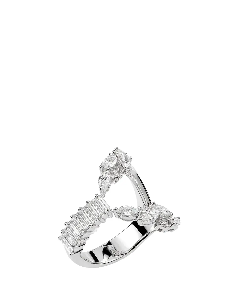 YEPREM 18K White Gold Multi Diamond Open Ring | Thumbnail 2