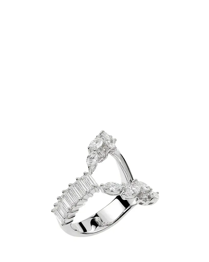YEPREM 18K White Gold Multi Diamond Open Ring | Image 1 YEPREM 18K White Gold Multi Diamond Open Ring | Image 1