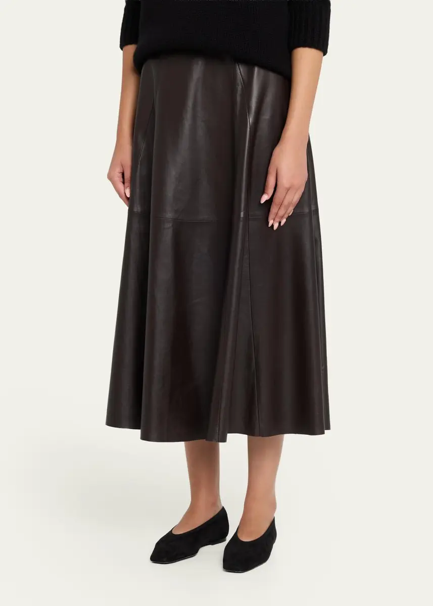 ARMA Eleni Leather A-Line Midi Skirt | Thumbnail 4 ARMA Eleni Leather A-Line Midi Skirt | Thumbnail 4