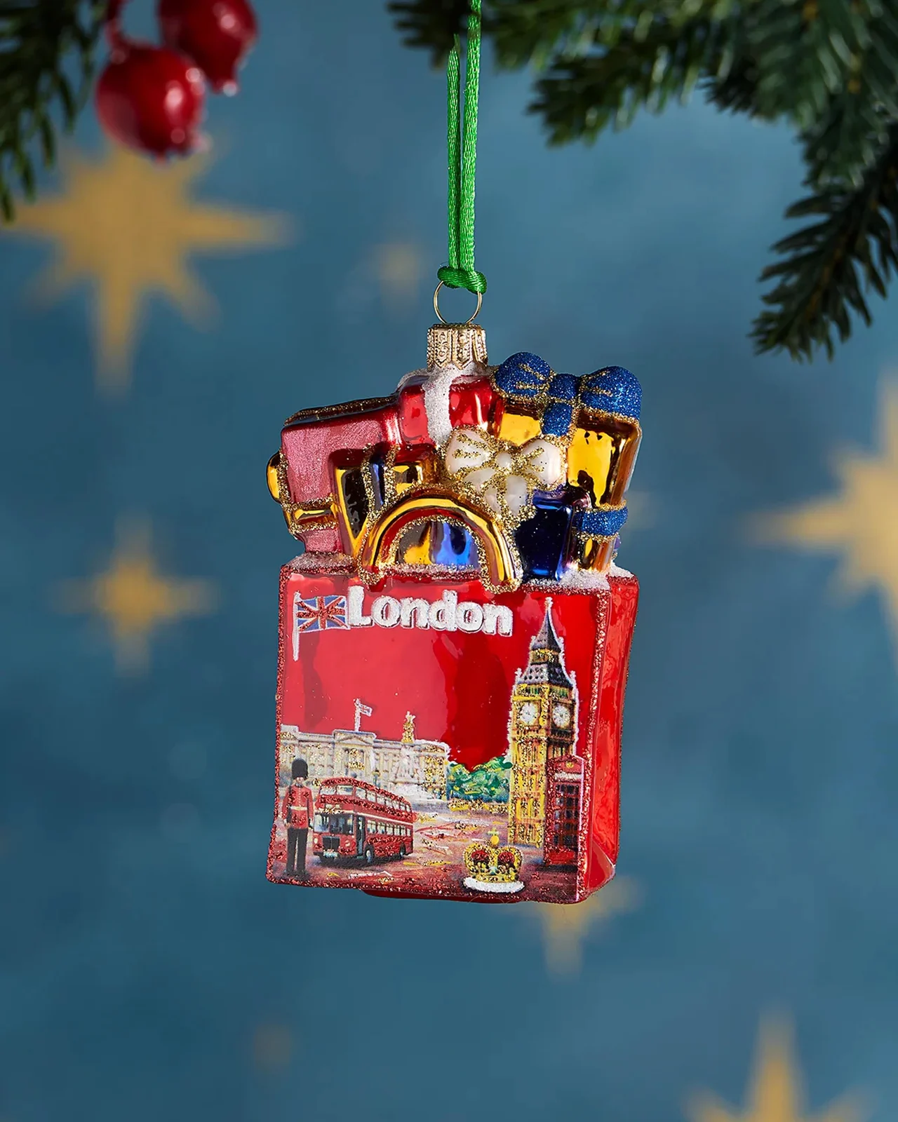 Exclusive London Cityscape Shopping Bag Christmas Ornament