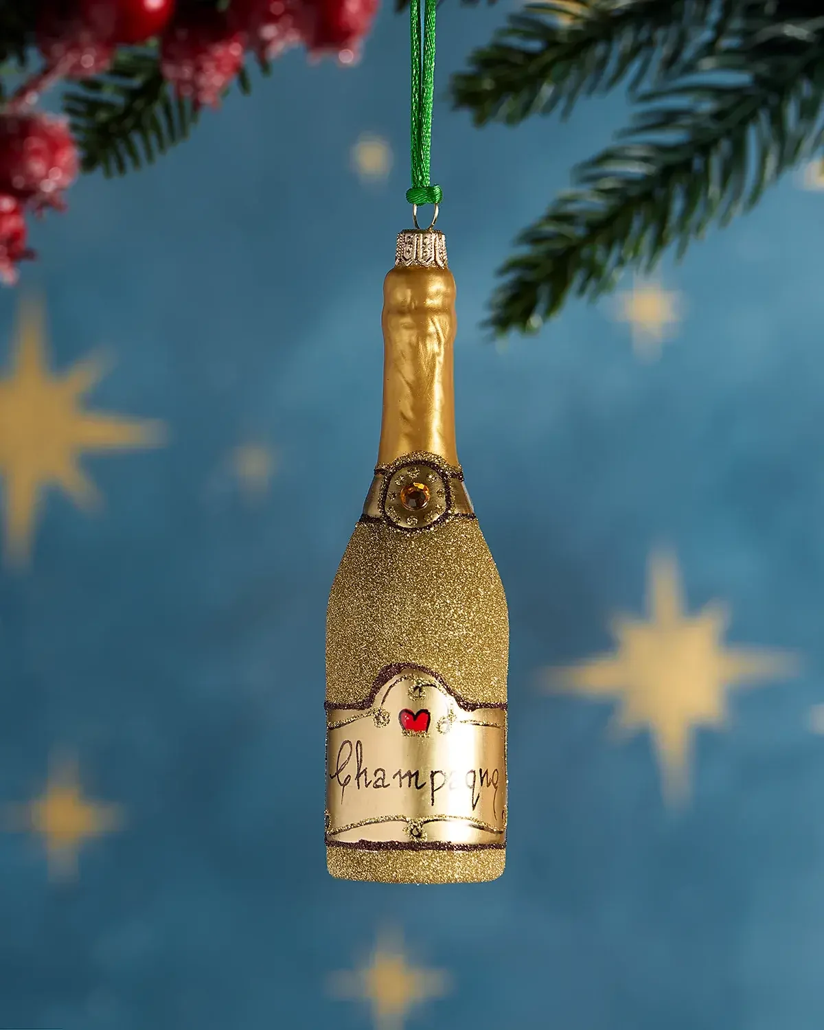 Exclusive Champagne Bottle Christmas Ornament