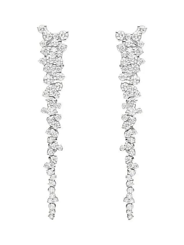 18K White Gold Confetti Diamond Drop Earrings