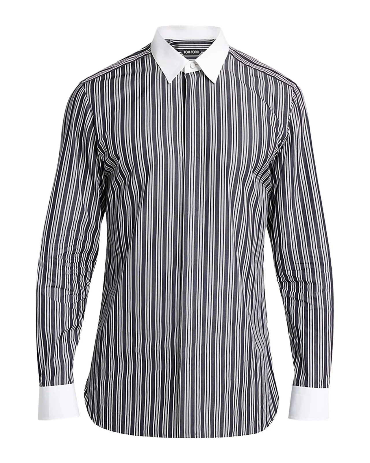 Tom Ford Men's Cotton Multi-Stripe Contrast-Trim Sport Shirt