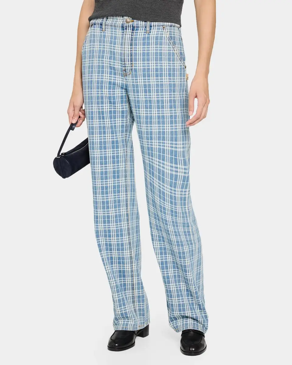 Burberry Drusilla Check Denim Straight-Leg Jeans | Thumbnail 4