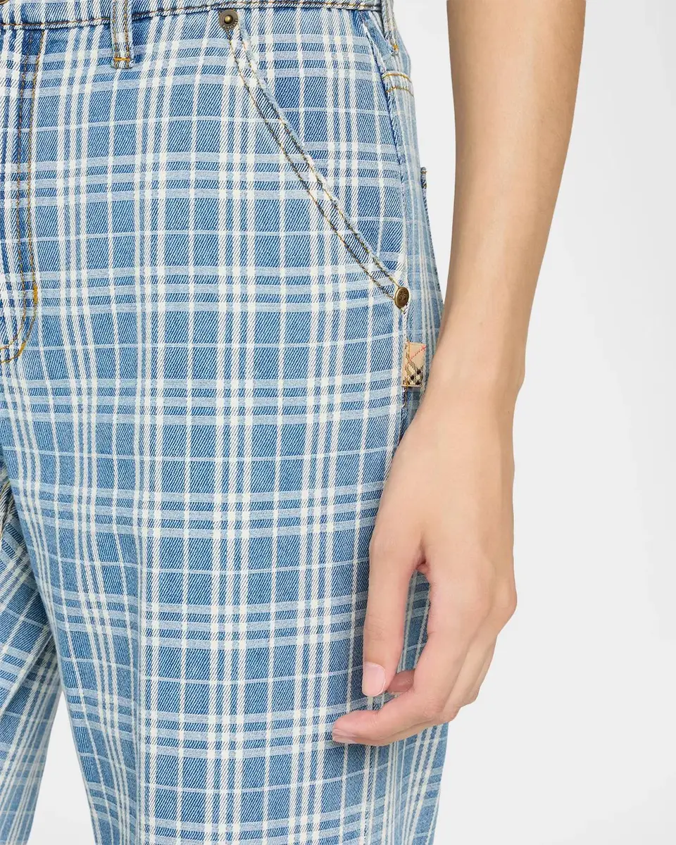 Burberry Drusilla Check Denim Straight-Leg Jeans | Thumbnail 5