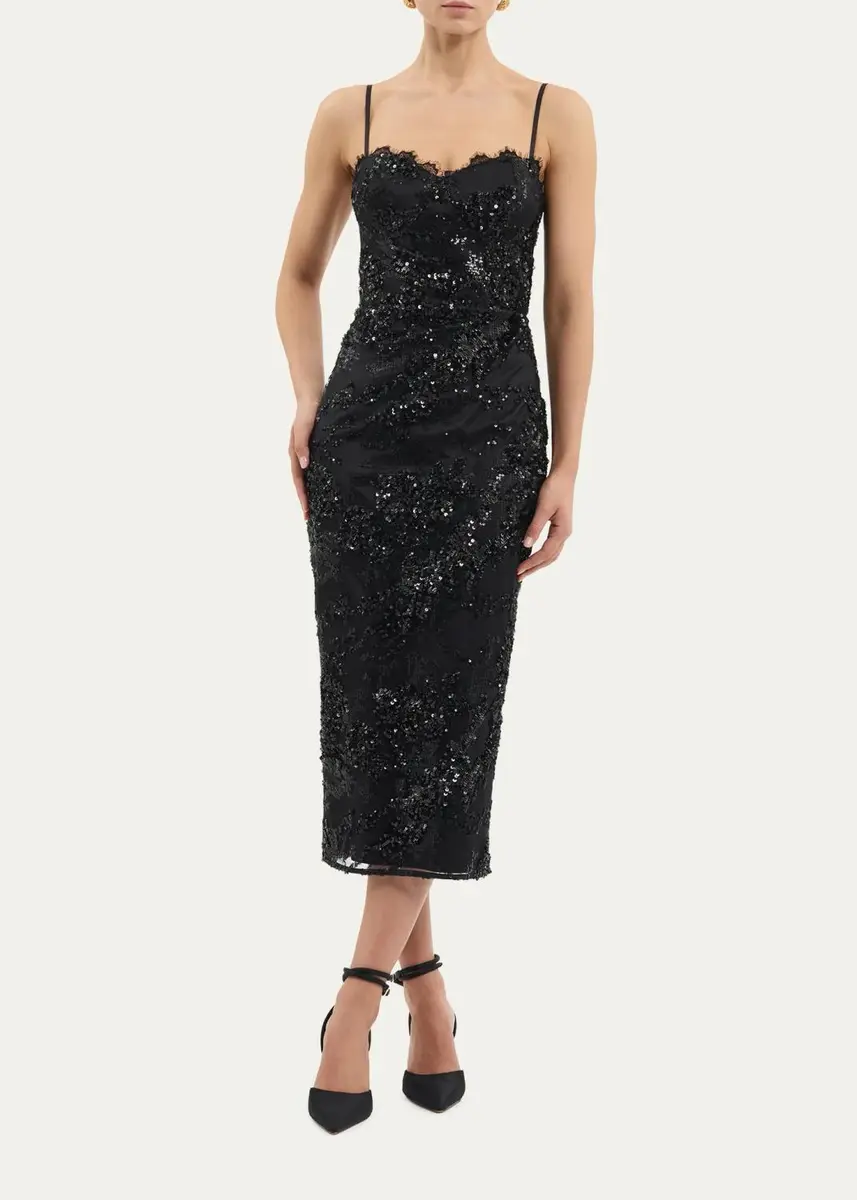 Rebecca Vallance Beau Sequin Lace Column Midi Dress | Thumbnail 2 Rebecca Vallance Beau Sequin Lace Column Midi Dress | Thumbnail 2