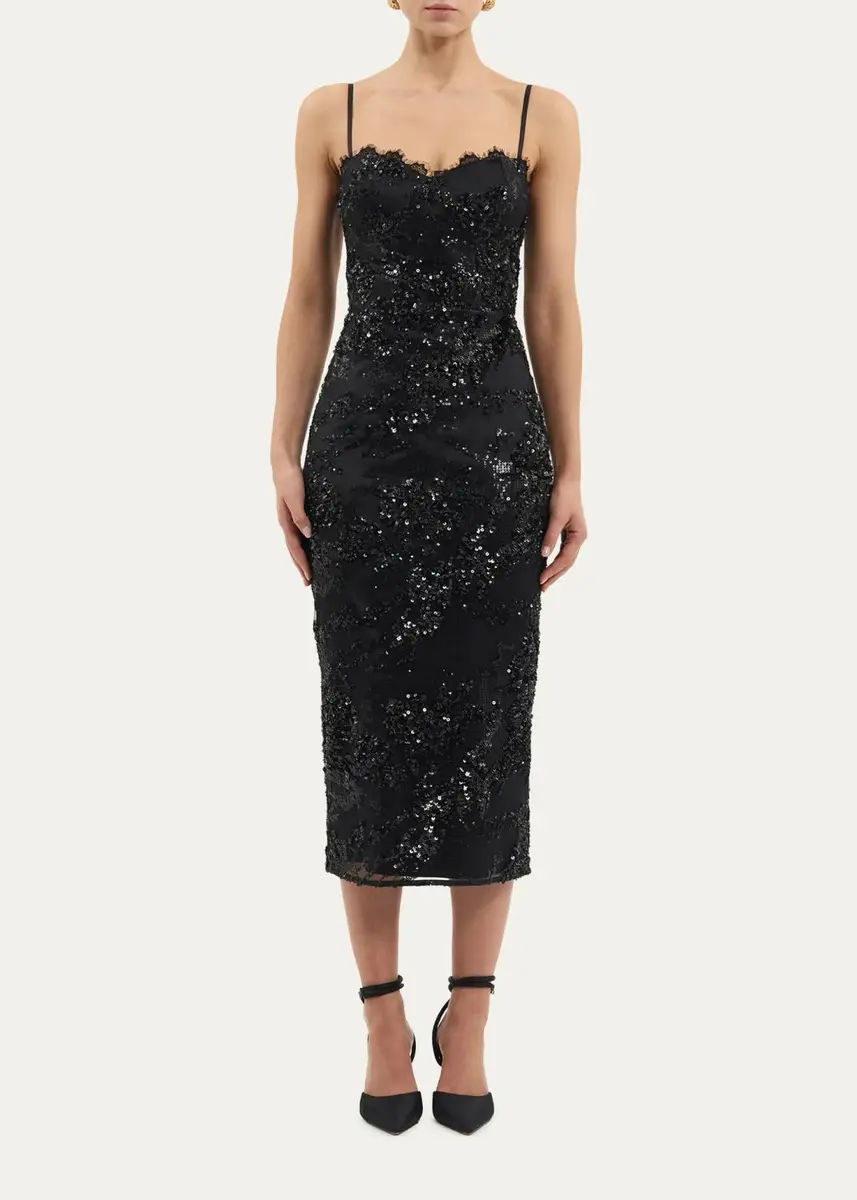 Rebecca Vallance Beau Sequin Lace Column Midi Dress | Thumbnail 4 Rebecca Vallance Beau Sequin Lace Column Midi Dress | Thumbnail 4