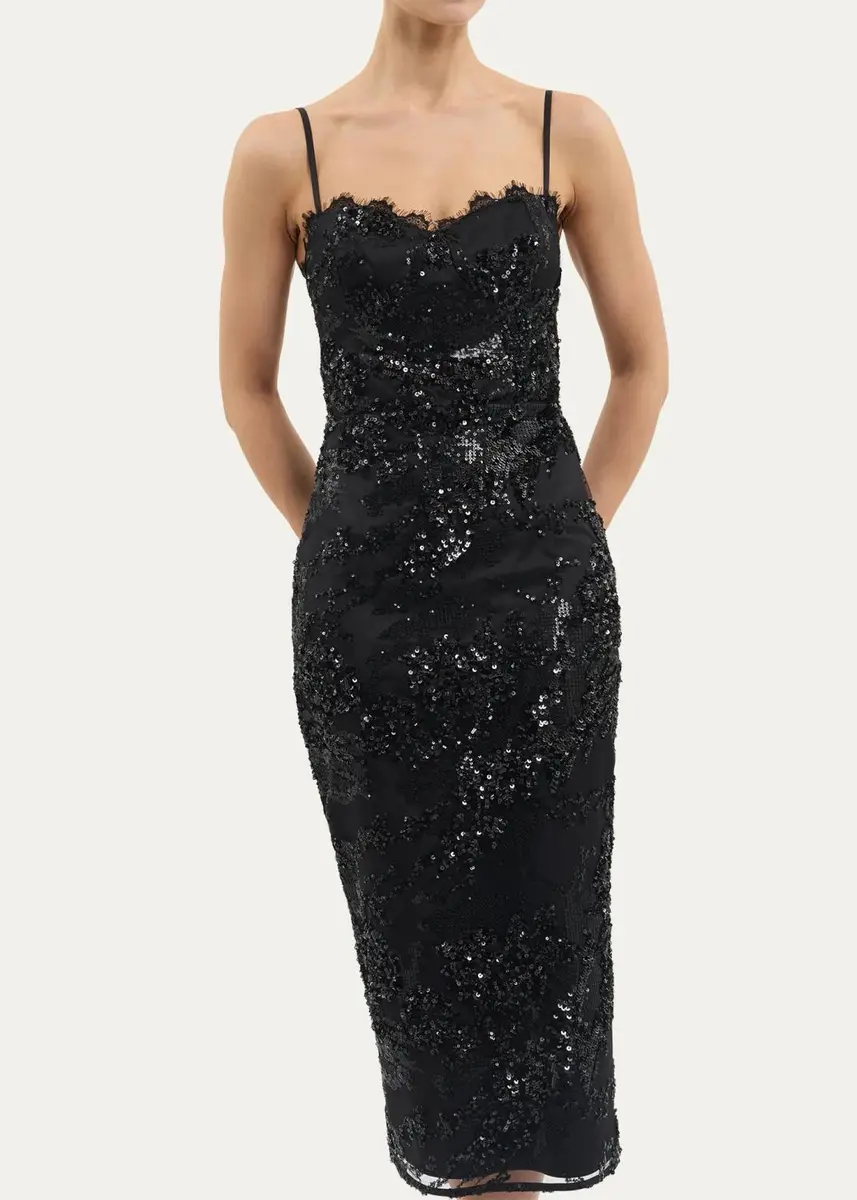 Rebecca Vallance Beau Sequin Lace Column Midi Dress | Thumbnail 5 Rebecca Vallance Beau Sequin Lace Column Midi Dress | Thumbnail 5