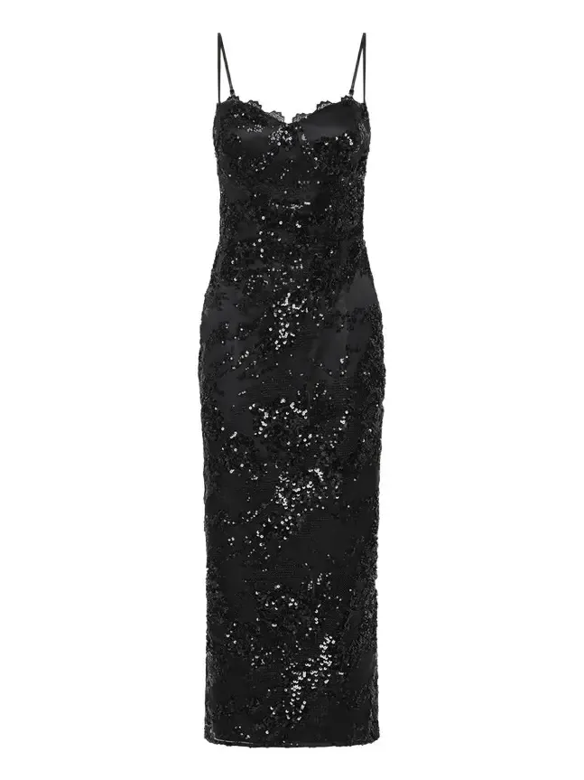 Beau Sequin Lace Column Midi Dress