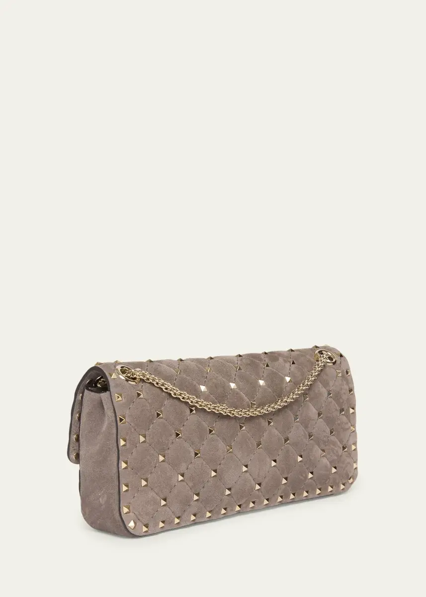 Valentino Garavani Quilted Rockstud Suede Shoulder Bag | Thumbnail 3 Valentino Garavani Quilted Rockstud Suede Shoulder Bag | Thumbnail 3