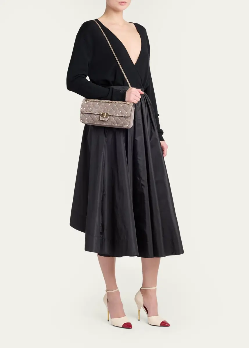 Valentino Garavani Quilted Rockstud Suede Shoulder Bag | Thumbnail 5 Valentino Garavani Quilted Rockstud Suede Shoulder Bag | Thumbnail 5